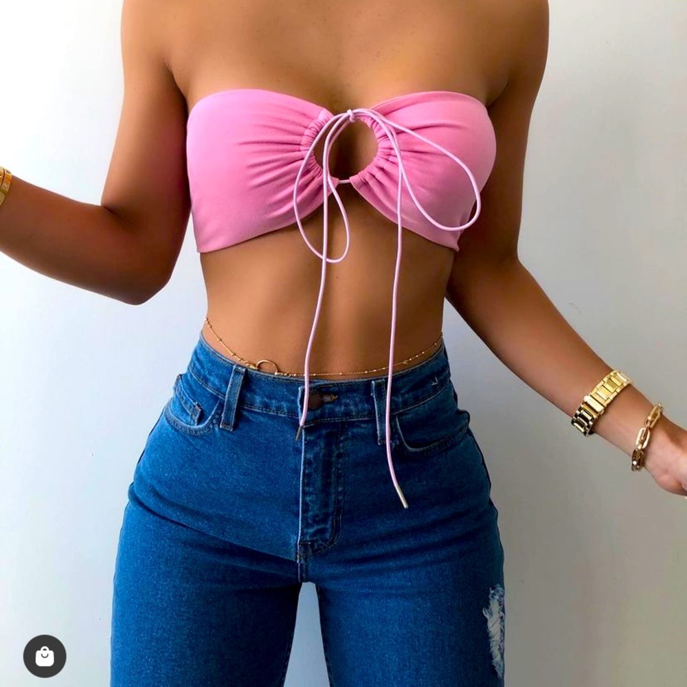 Brand new crop halter baby pink size small